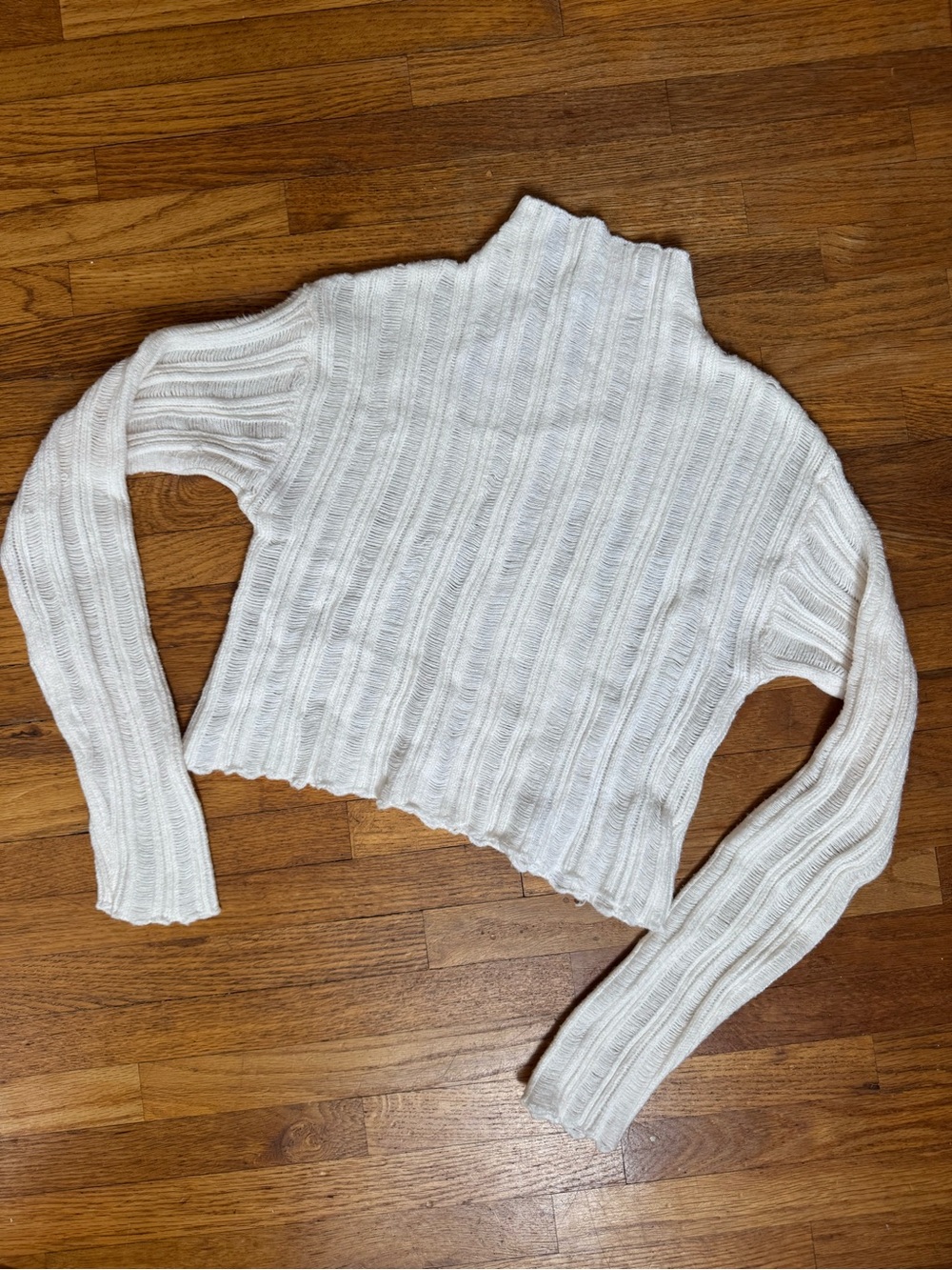 Peppermayo Cropped Cream Ribbed mock neck Sweater